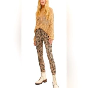 Free People Two Faced Snakeskin Print High Rise Raw Hem Skinny Jean